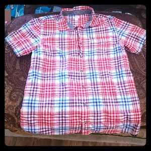 Boys Cat & Jack XL red/wh/blue plaid button down